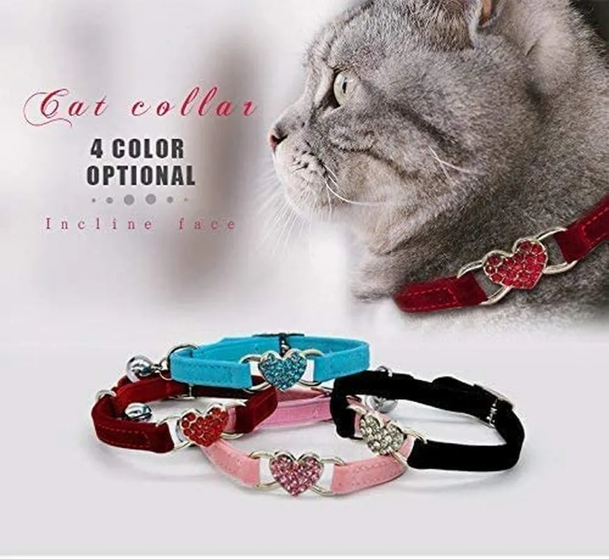 Soft Velvet Adjustable Collar with Crystal Heart