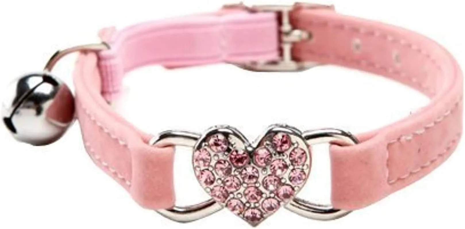 Soft Velvet Adjustable Collar with Crystal Heart