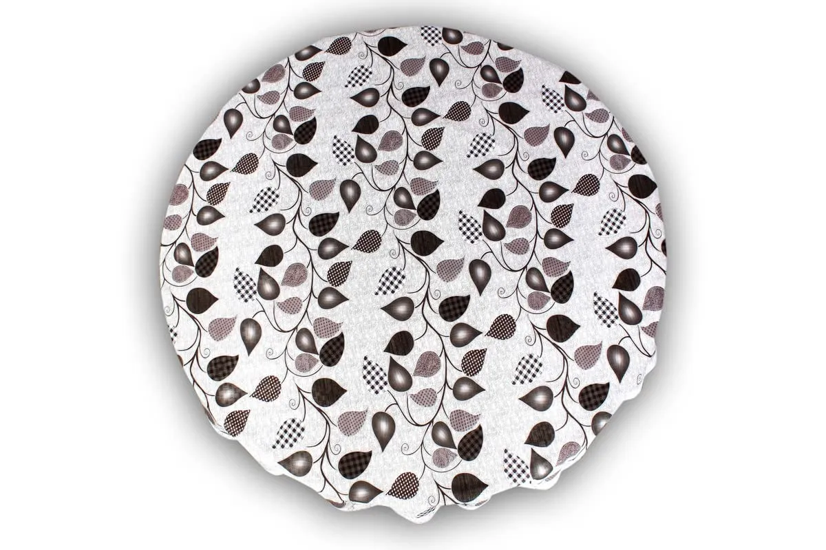 Stylista Waterproof Round Center Table Coffee Table Cover 48 Inches Diameter Petals Pattern Grey