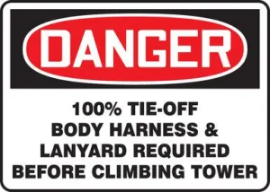 Tower Climbing Sign - Harness & Lanyard Required MFPR180XP