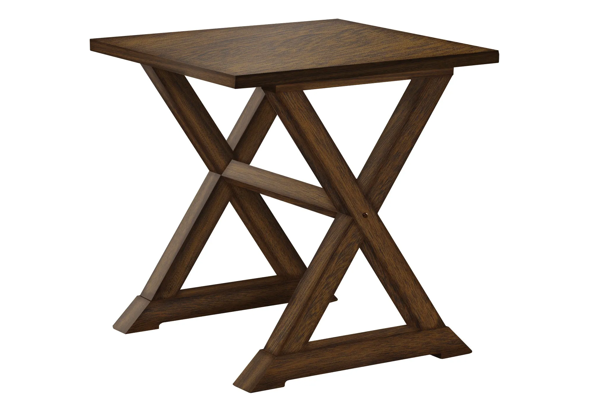 Walnut Brown Trestle Accent Table