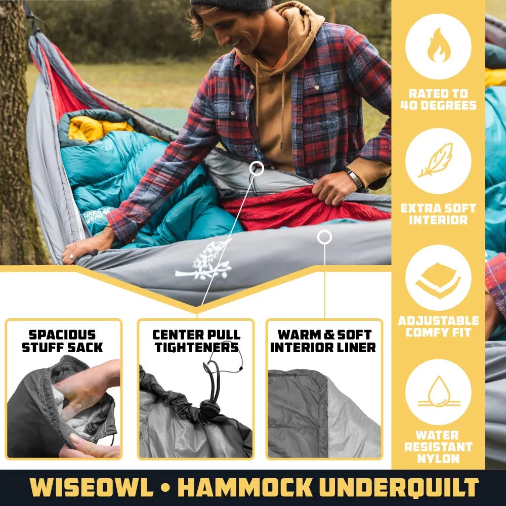 Wise Owl Outfitters Hammock Underquilt for Camping Hammock - Insulated Synthetic Underquilt for Single and Double Hammocks Grey